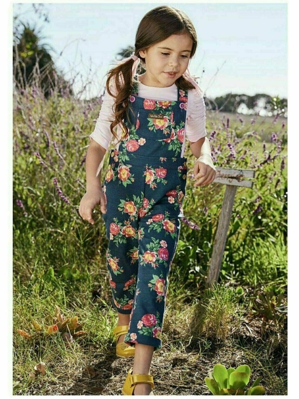 Matilda Jane Wildest Dreams Floral Navy Girls' Overalls - Pink & Yellow Rose